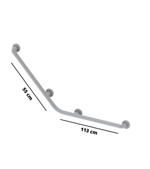 Corrimano angolare di sicurezza 113x55 cm. per disabili colore bianco