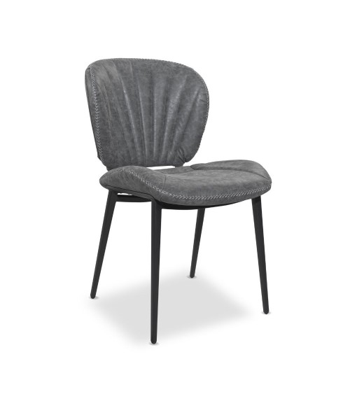 Sedia Elice colore grigio chiaro gambe in metallo colore nero set 2 pezzi