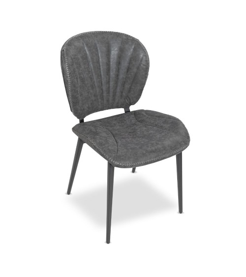 Sedia Elice colore grigio chiaro gambe in metallo colore nero set 2 pezzi