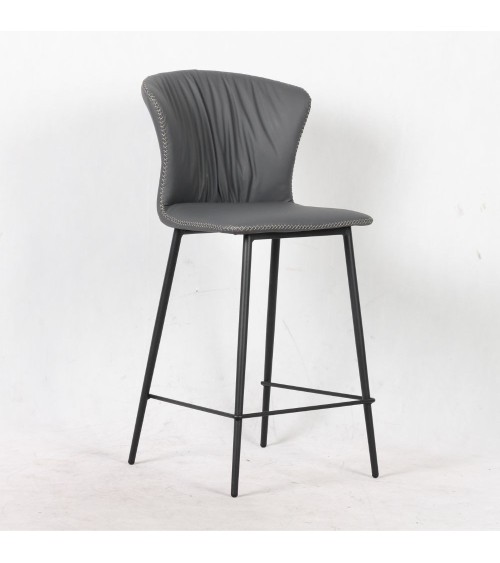 Sgabello Core colore antracite con gambe in metallo nero