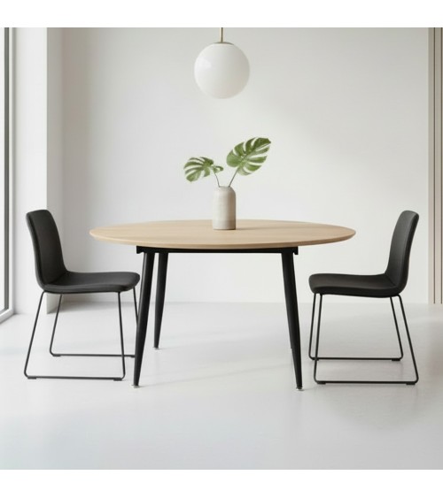 Tavolo Cordelia allungabile colore piano rovere gambe colore nero
