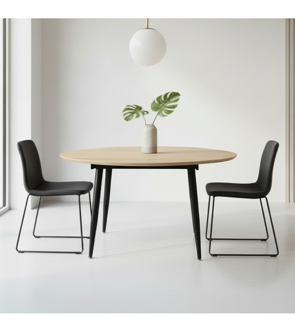 Tavolo Cordelia allungabile colore piano rovere gambe colore nero