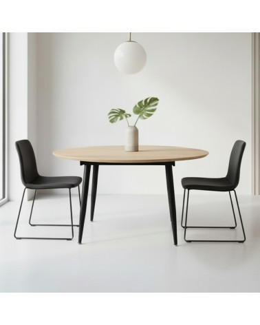 Tavolo Cordelia allungabile colore piano rovere gambe colore nero