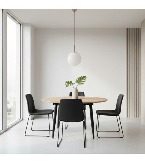 Tavolo Cordelia allungabile colore piano rovere gambe colore nero