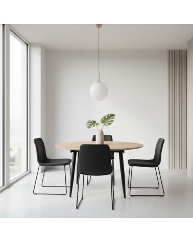Tavolo Cordelia allungabile colore piano rovere gambe colore nero