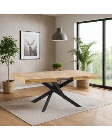 Tavolo Belinda allungabile piano colore rovere e struttura colore nero