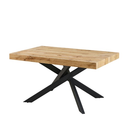Tavolo Belinda allungabile piano colore rovere e struttura colore nero