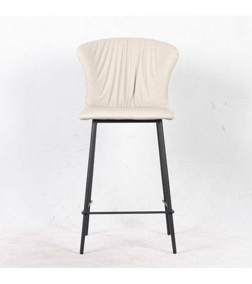 Sgabello Core colore beige con gambe in metallo nero