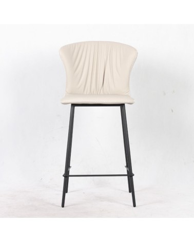Sgabello Core colore beige con gambe in metallo nero