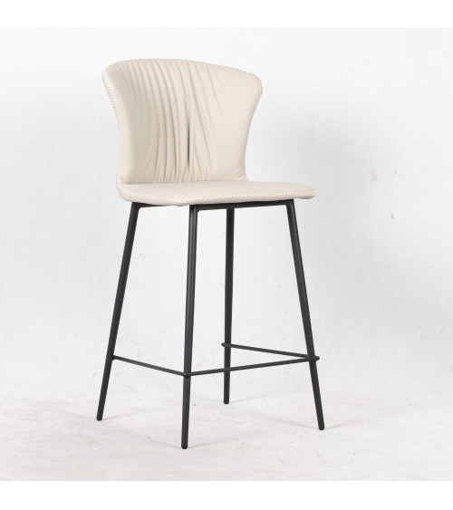 Sgabello Core colore beige con gambe in metallo nero