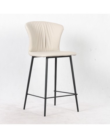 Sgabello Core colore beige con gambe in metallo nero