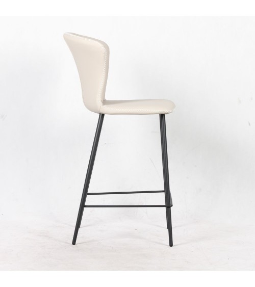 Sgabello Core colore beige con gambe in metallo nero