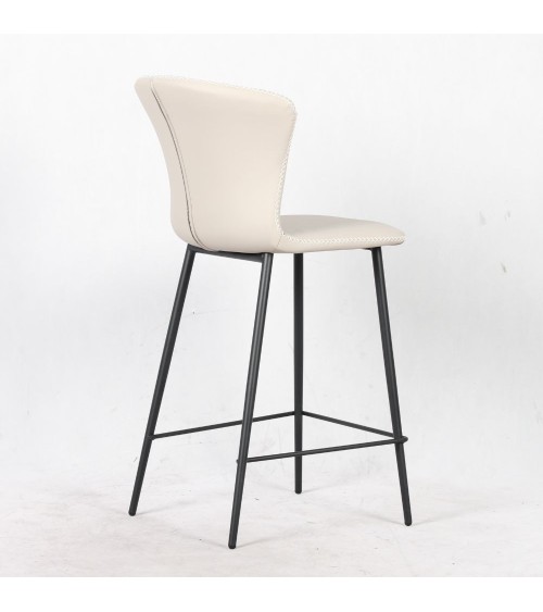 Sgabello Core colore beige con gambe in metallo nero