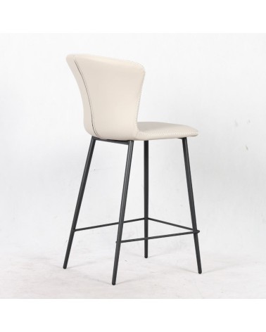 Sgabello Core colore beige con gambe in metallo nero