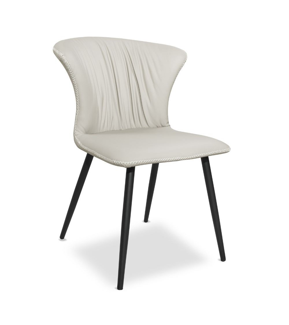 Sedia Core colore beige con gambe in metallo nero set 2 pezzi
