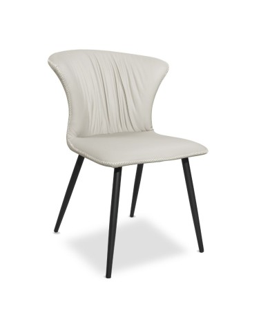 Sedia Core colore beige con gambe in metallo nero set 2 pezzi