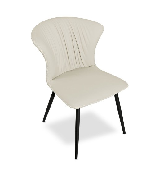 Sedia Core colore beige con gambe in metallo nero set 2 pezzi