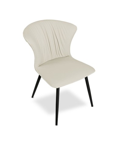 Sedia Core colore beige con gambe in metallo nero set 2 pezzi