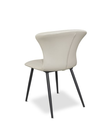Sedia Core colore beige con gambe in metallo nero set 2 pezzi