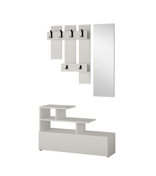 Mobile ingresso Vesty bianco con scarpiera e specchio