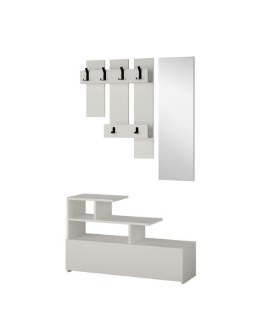 Mobile ingresso Vesty bianco con scarpiera e specchio