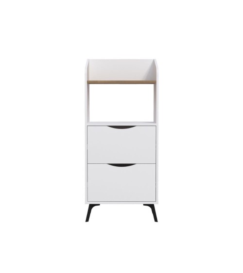 Mobile multiuso Gorki con cassetti bianchi e ripiano rovere