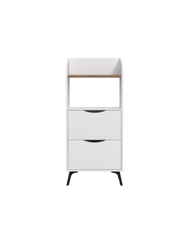 Mobile multiuso Gorki con cassetti bianchi e ripiano rovere