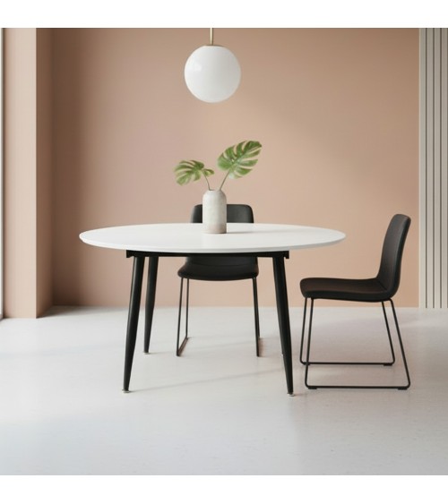 Tavolo Cordelia allungabile colore piano bianco gambe colore nero