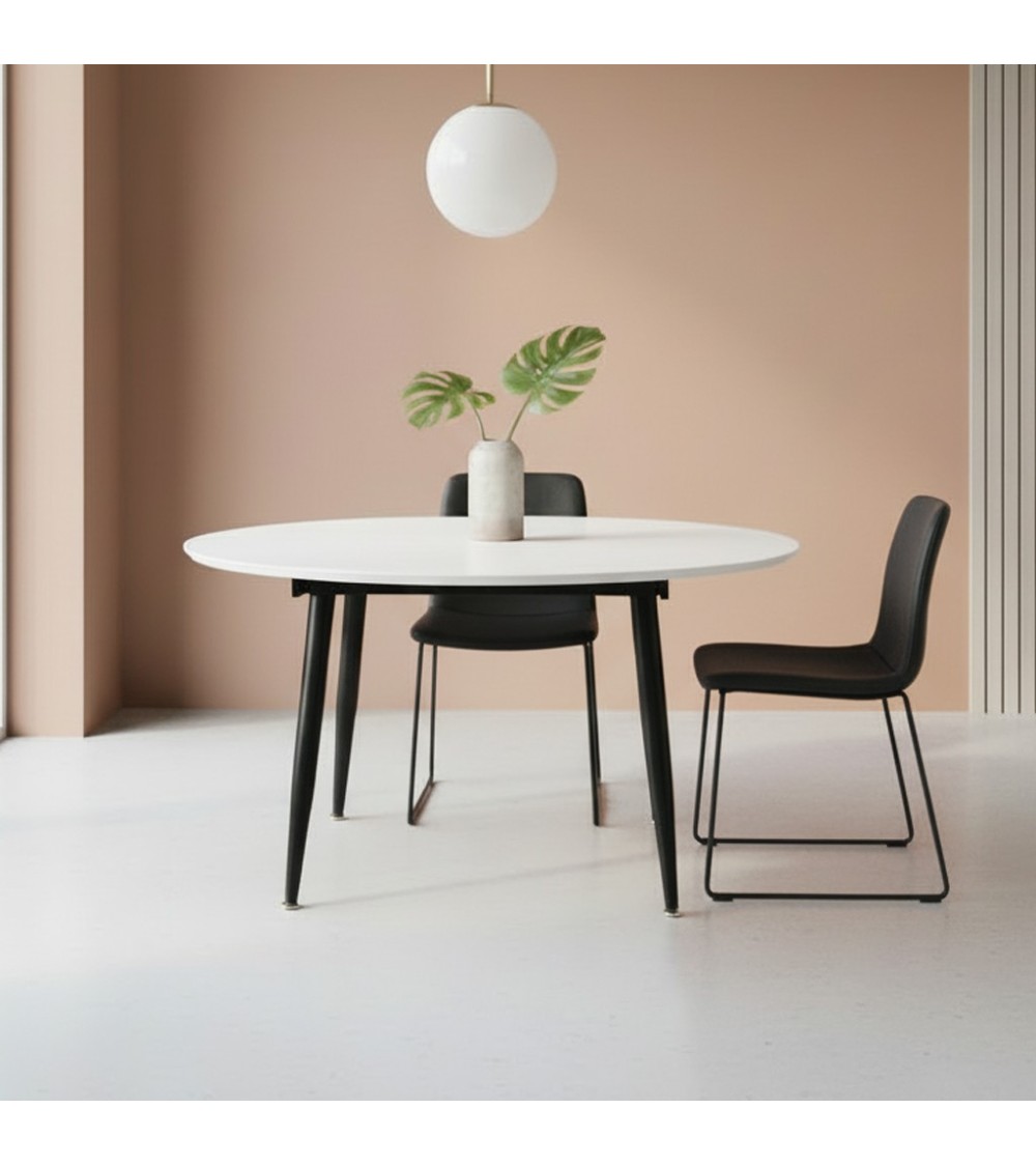 Tavolo Cordelia allungabile colore piano bianco gambe colore nero