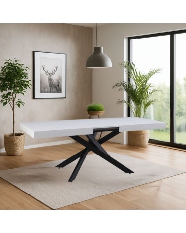 Tavolo Belinda allungabile piano impiallacciato legno colore bianco frassinato e struttura colore nero