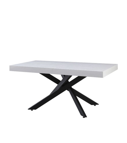 Tavolo Belinda allungabile piano impiallacciato legno colore bianco frassinato e struttura colore nero
