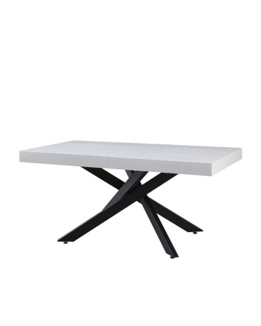Tavolo Belinda allungabile piano impiallacciato legno colore bianco frassinato e struttura colore nero