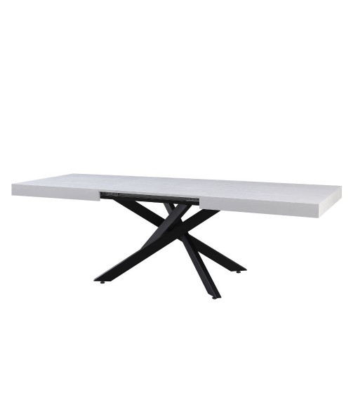 Tavolo Belinda allungabile piano impiallacciato legno colore bianco frassinato e struttura colore nero