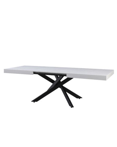 Tavolo Belinda allungabile piano impiallacciato legno colore bianco frassinato e struttura colore nero