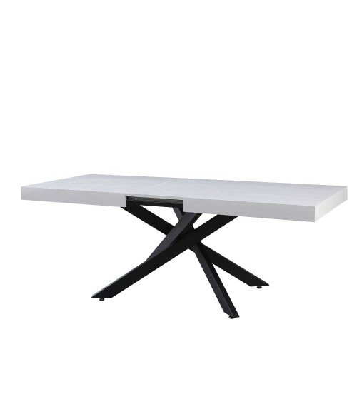 Tavolo Belinda allungabile piano impiallacciato legno colore bianco frassinato e struttura colore nero