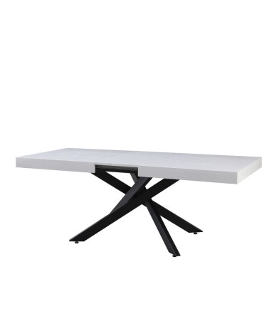 Tavolo Belinda allungabile piano impiallacciato legno colore bianco frassinato e struttura colore nero