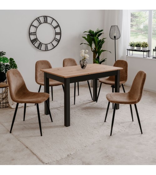Tavolo allungabile Coburg 120 colore rovere con gambe nere