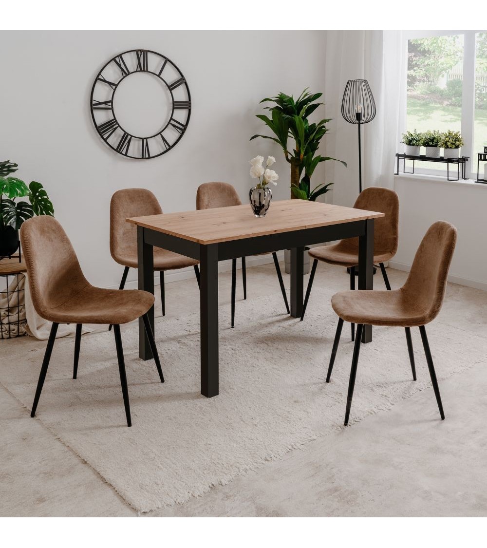 Tavolo allungabile Coburg 120 colore rovere con gambe nere