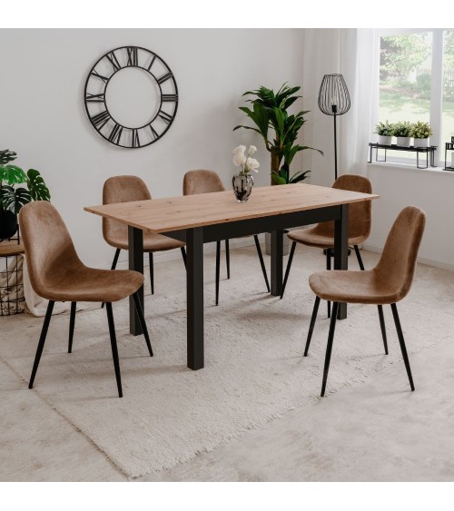 Tavolo allungabile Coburg 120 colore rovere con gambe nere