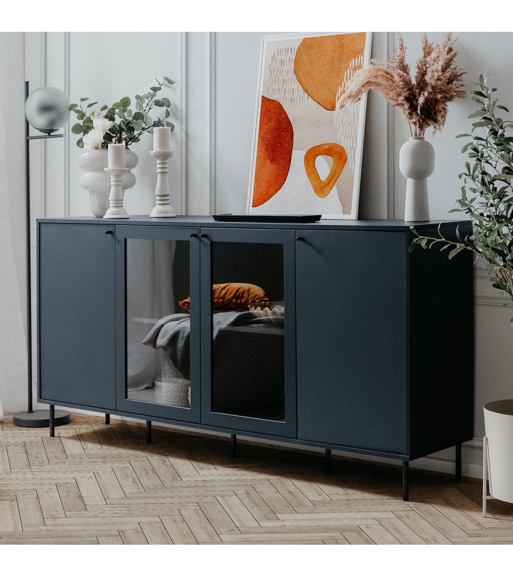 Credenza Caracas 51A con 4 ante e 4 ripiani colore navy blue