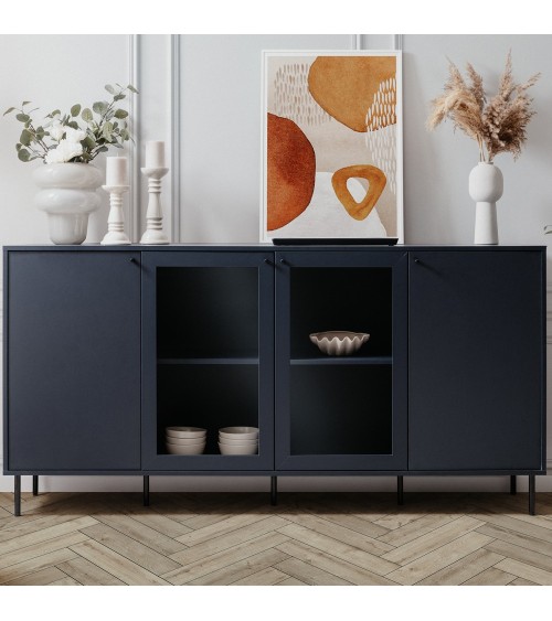 Credenza Caracas 51A con 4 ante e 4 ripiani colore navy blue