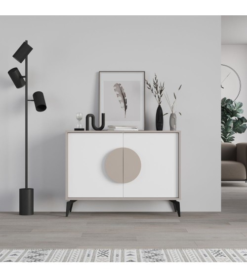 Madia Gora 110 cm struttura colore tortora e ante colore bianco