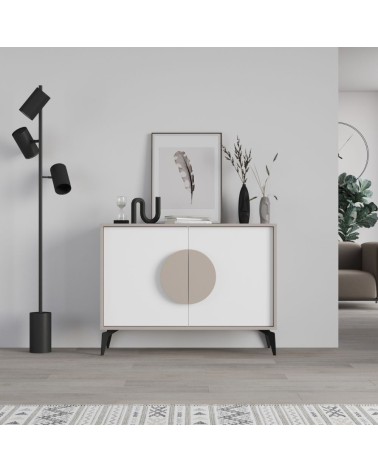Madia Gora 110 cm struttura colore tortora e ante colore bianco
