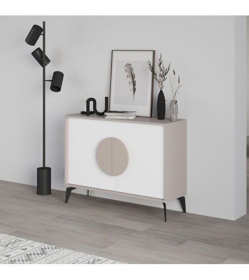 Madia Gora 110 cm struttura colore tortora e ante colore bianco