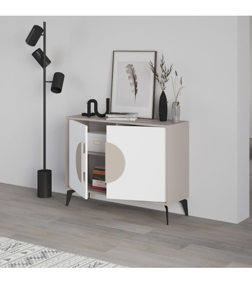 Madia Gora 110 cm struttura colore tortora e ante colore bianco