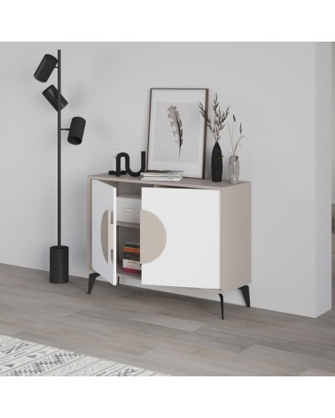 Madia Gora 110 cm struttura colore tortora e ante colore bianco