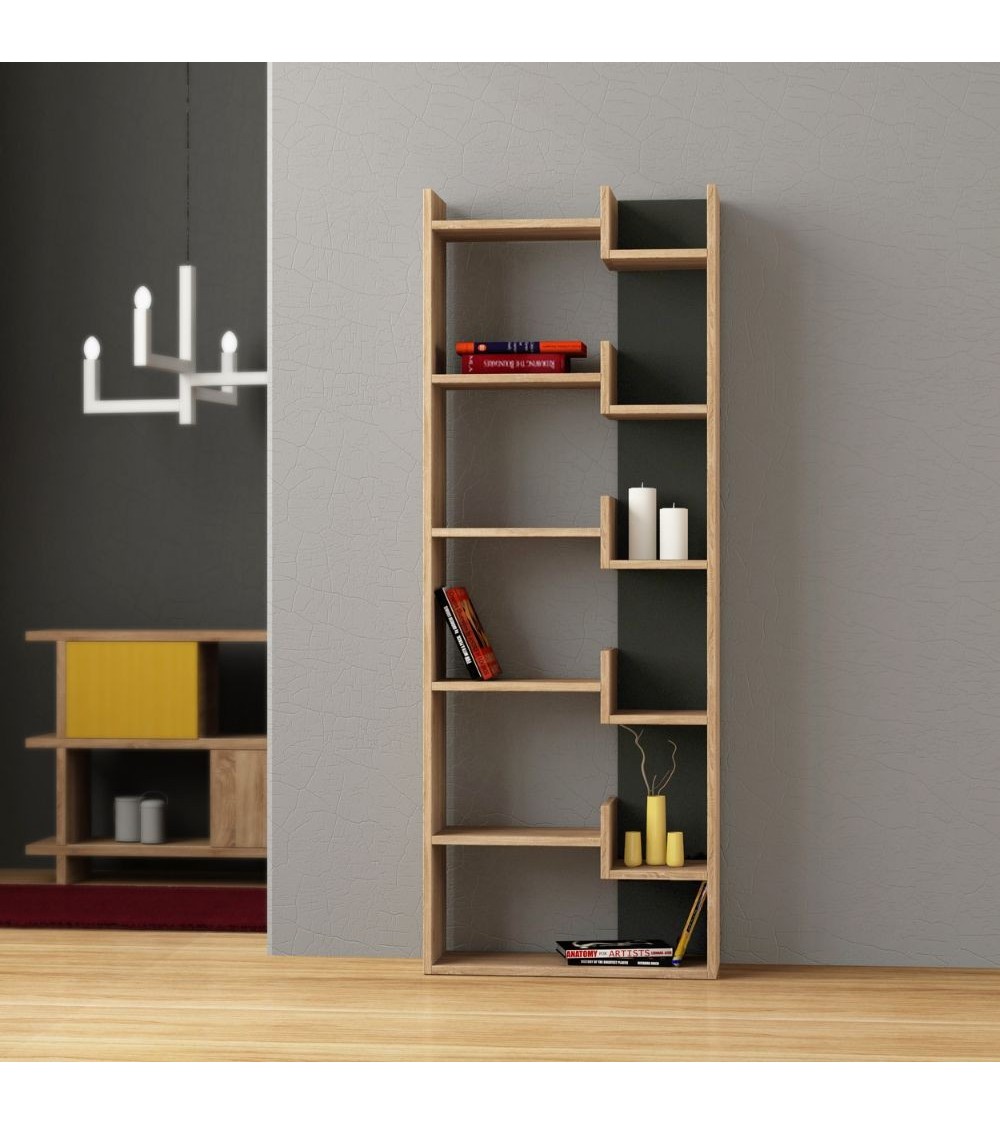 Libreria Oppa colore rovere e antracite