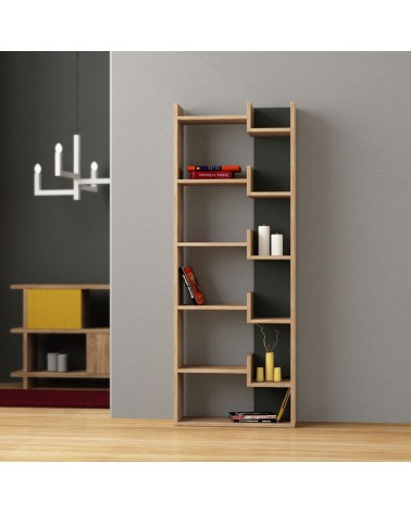 Libreria Oppa colore rovere e antracite