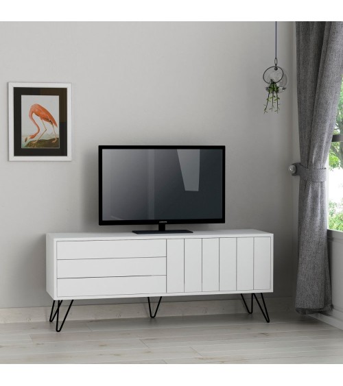 Porta tv Picadilly con struttura e 2 ante a ribalta colore bianco