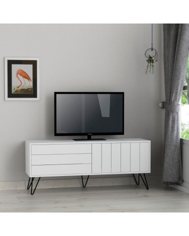 Porta tv Picadilly con struttura e 2 ante a ribalta colore bianco